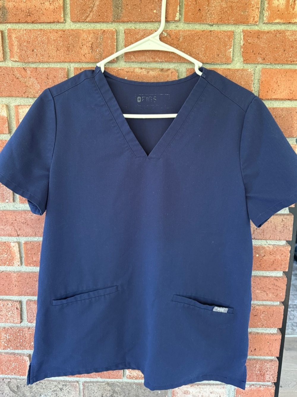 Figs Navy Blue V-Neck Scrub Top